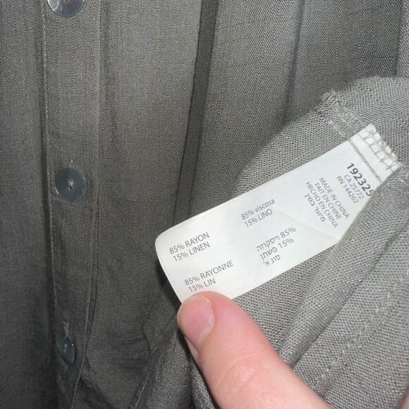 Black Tape Long Sleeve Linen Blend Button Up Tunic V-Neck Light Gray Size XS - Picture 6 of 8